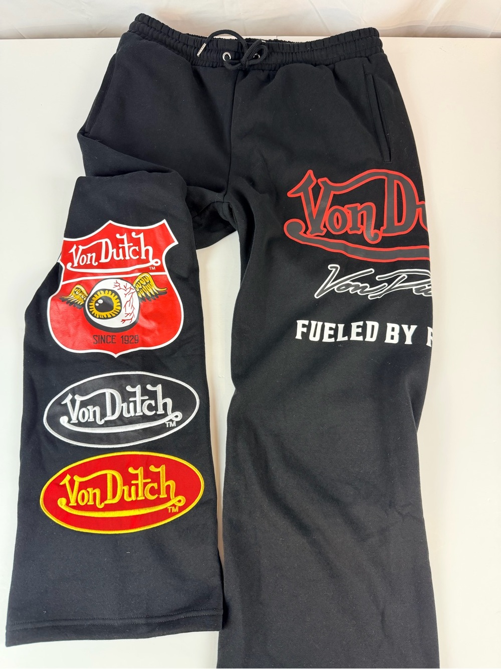 Von Dutch Black Logo Patch Sweatpants NWT
